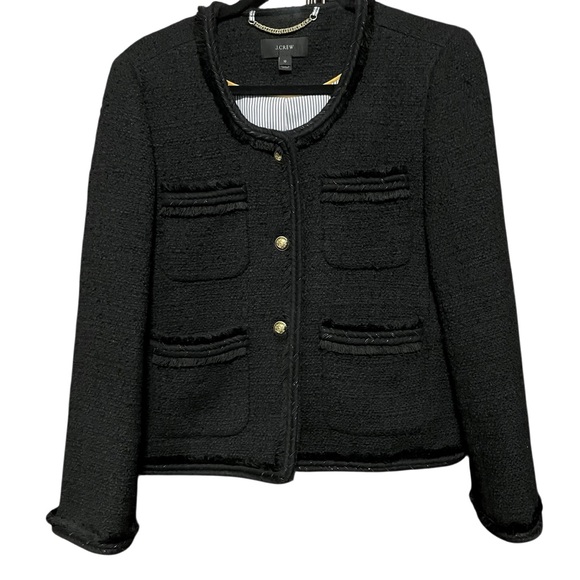 J. Crew Black Buckle Lady Blazer Size 10 Academia Work Office Chic Elegant Fall - Picture 4 of 15